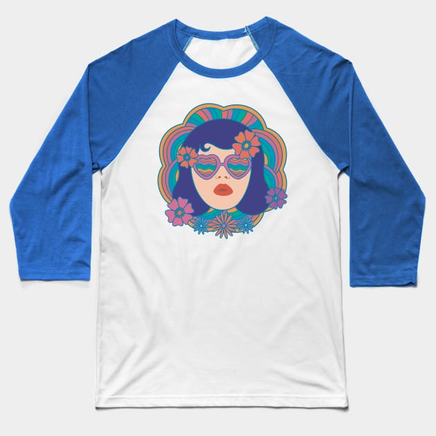 Retro Groovy Girl Baseball T-Shirt by awesomesaucebysandy